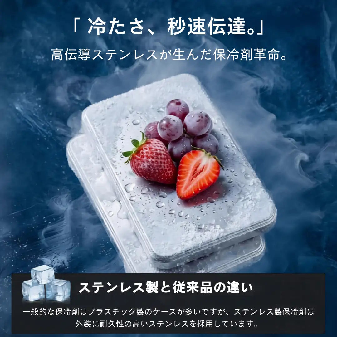 【驚異の保冷力】ステンレス製 強力保冷剤 氷点下キープ [2個セット]