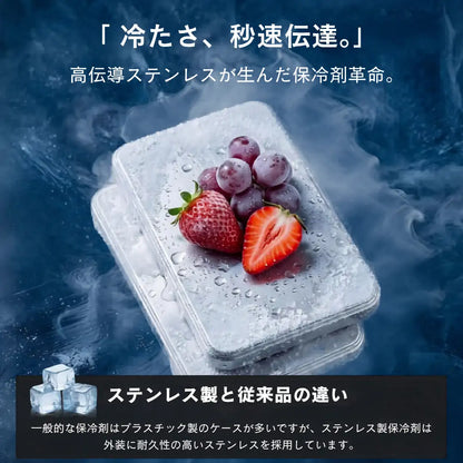 【驚異の保冷力】ステンレス製 強力保冷剤 氷点下キープ [2個セット]