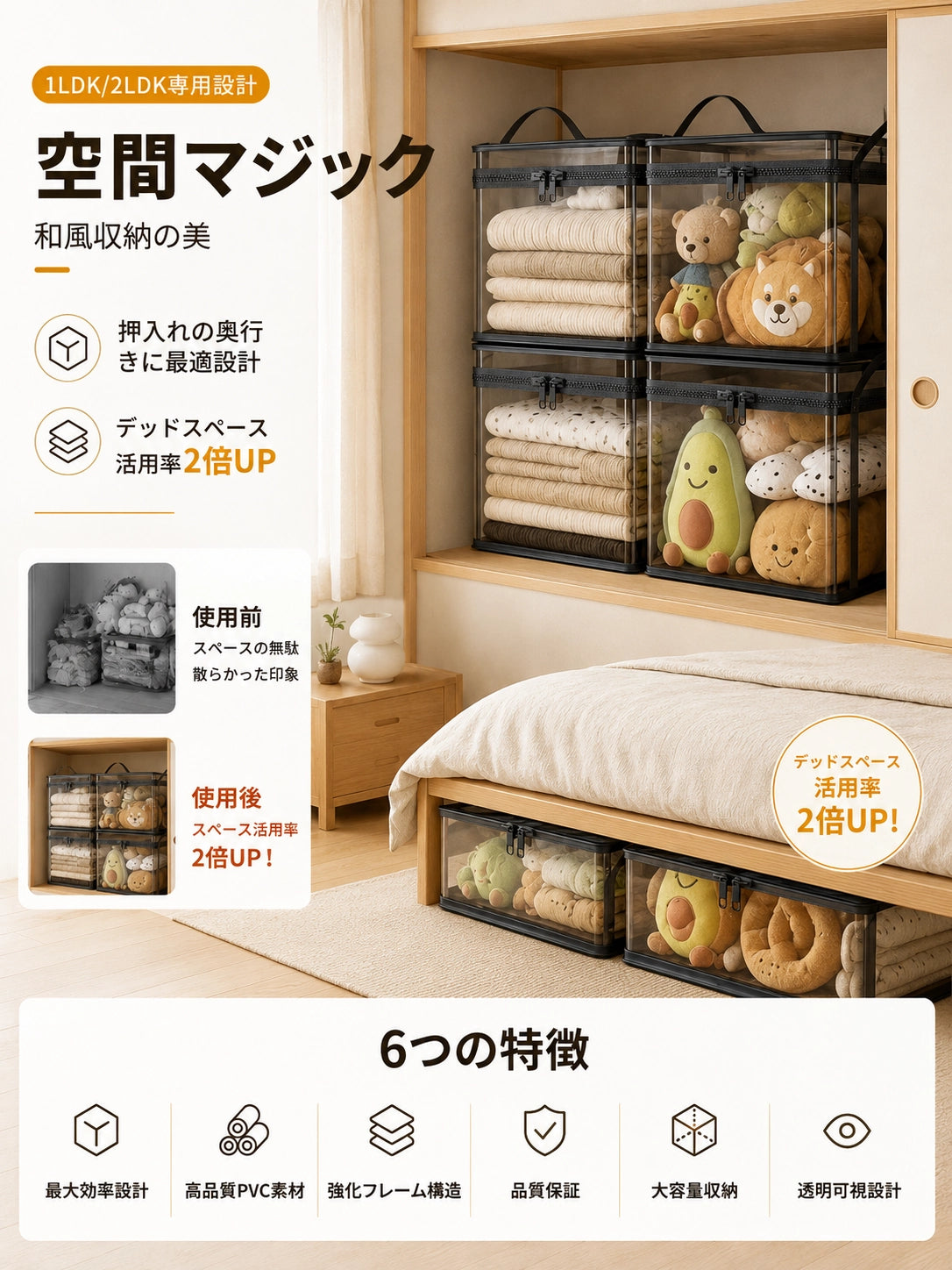【大容量】中身が見える収納バッグ